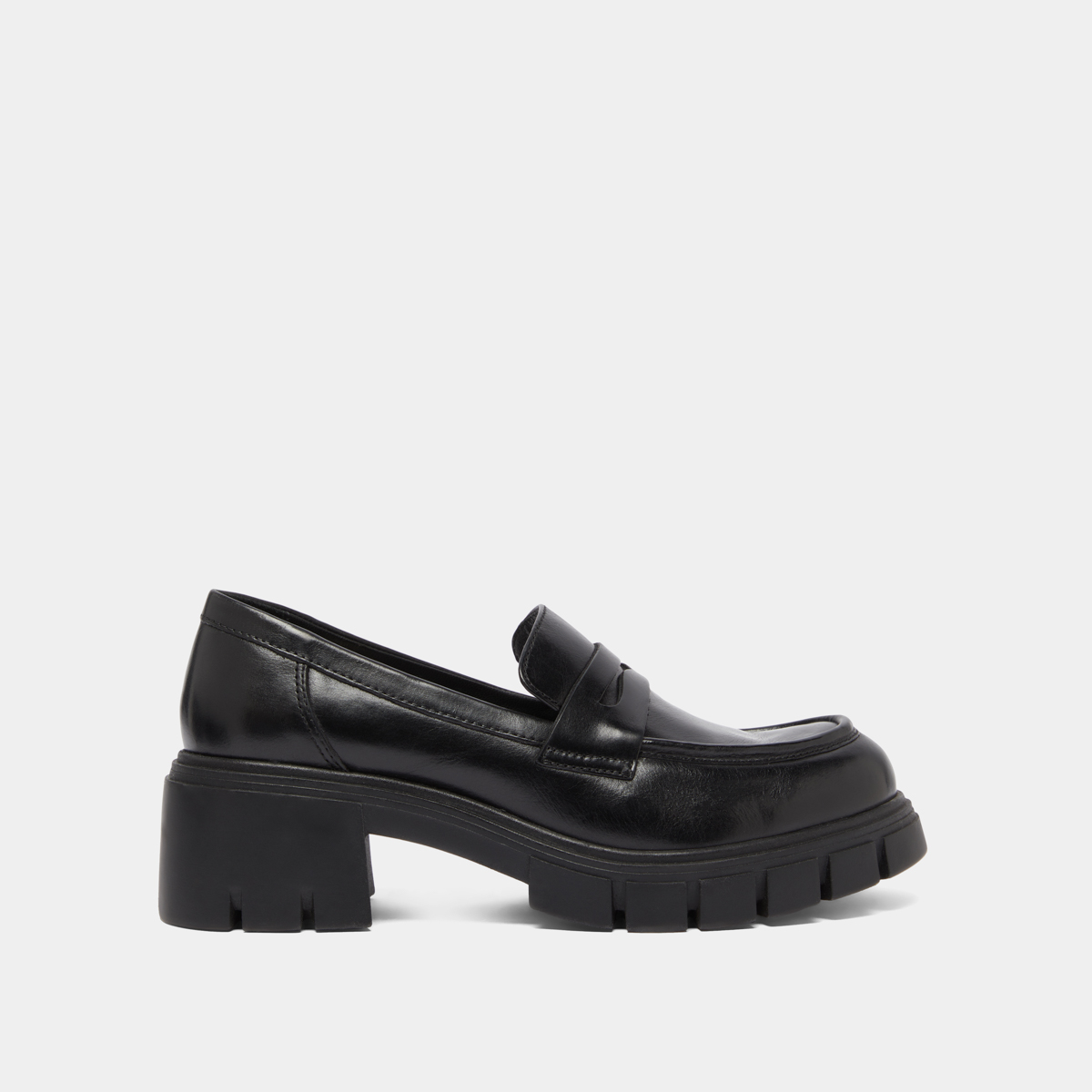 Heeled loafers in black leather | ARON