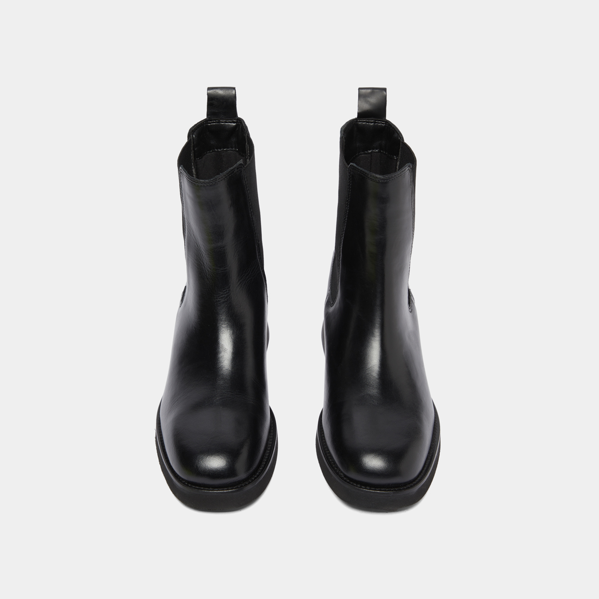 Boots à bouts arrondis et élastiques in black leather | PARISSE