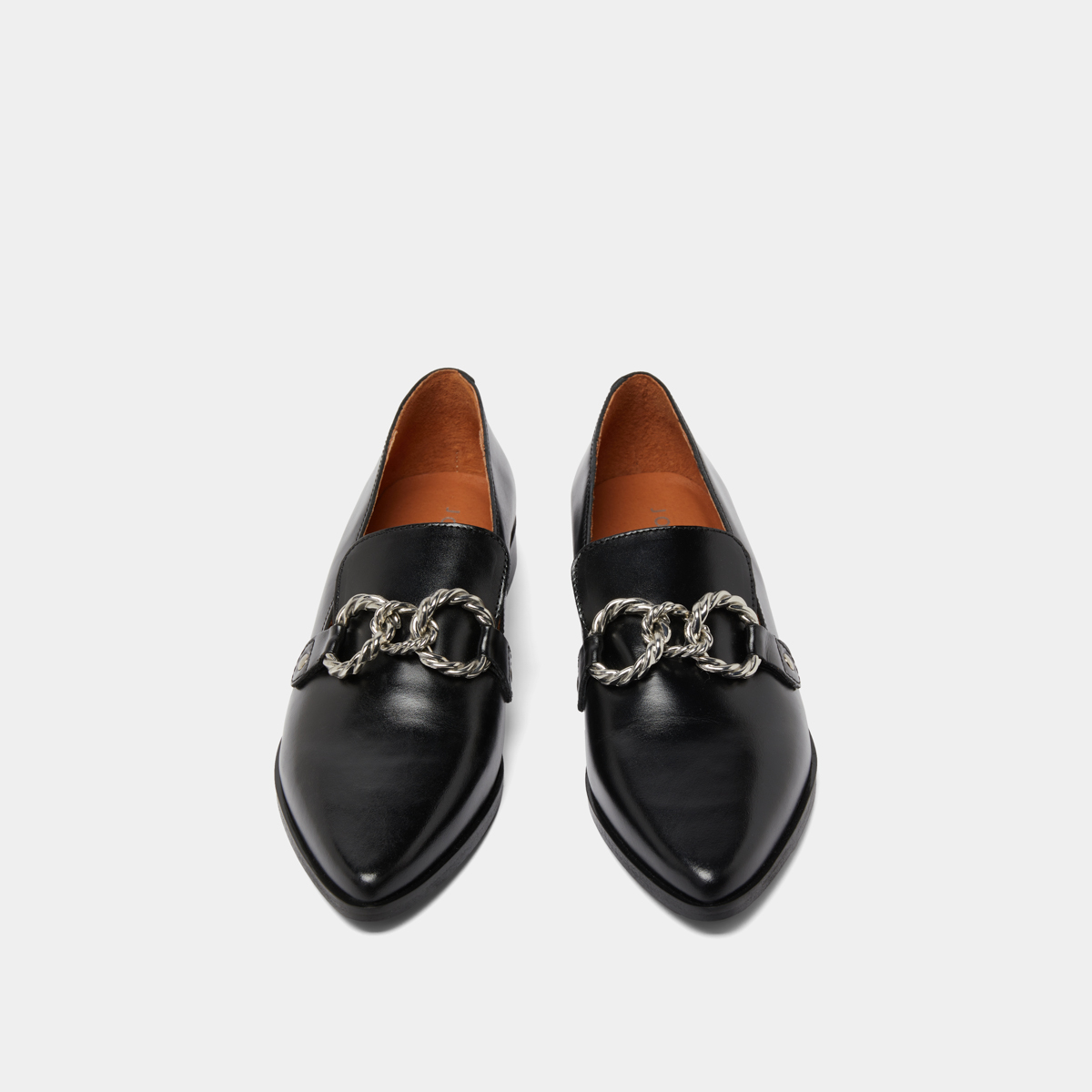 Mocassins à boucles argentées et bouts p... in black leather | ALICANTE