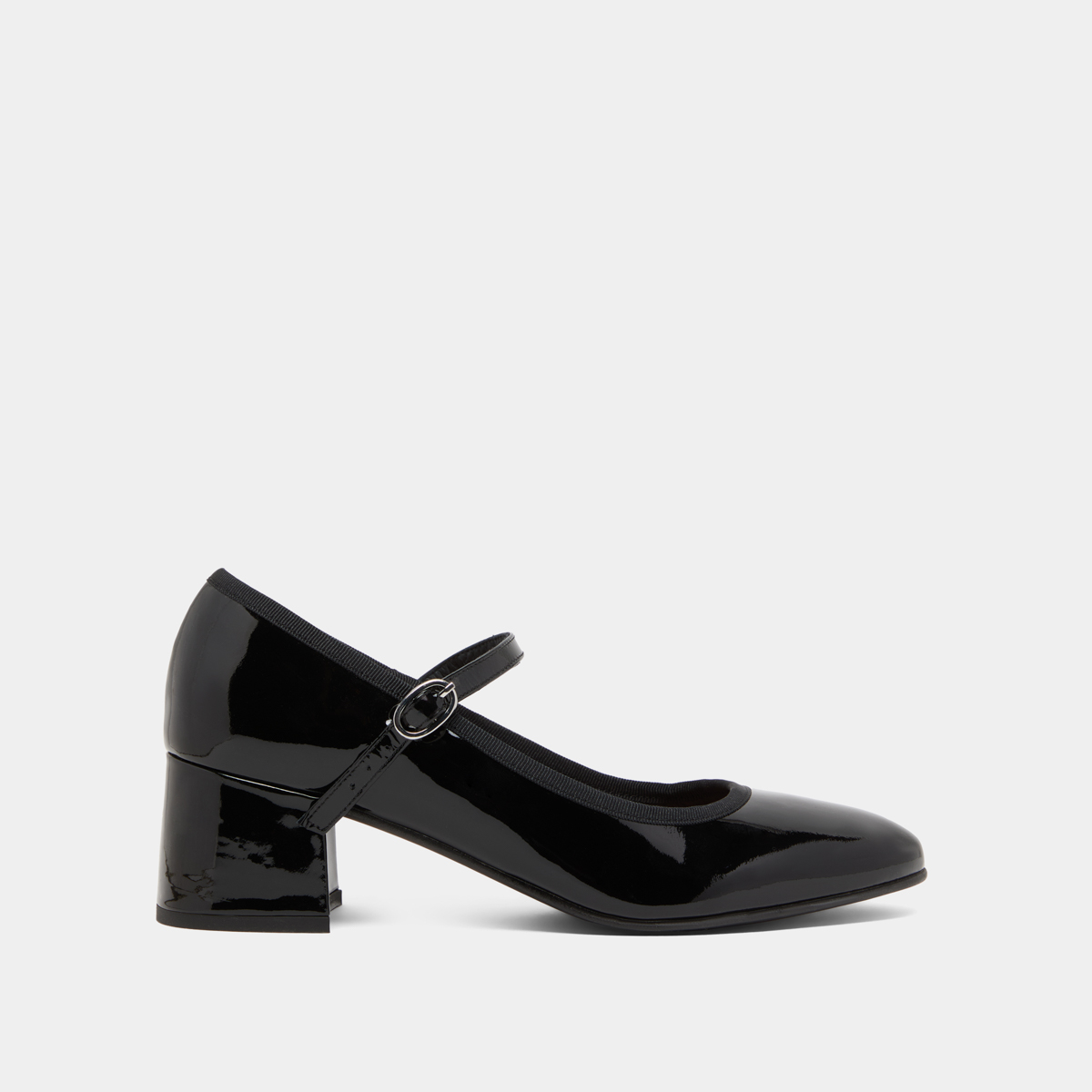 Heeled slippers in black patent leather | DALMATIE