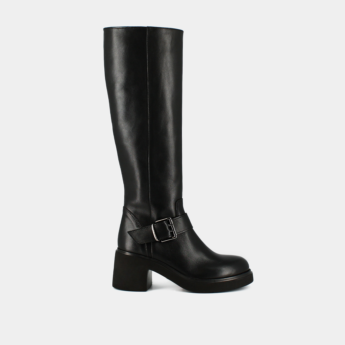 Bottes à semelles épaisses et boucles la... in black leather | RODEZ