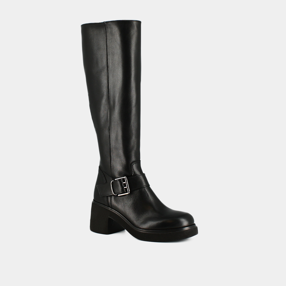 Bottes à semelles épaisses et boucles la... in black leather | RODEZ