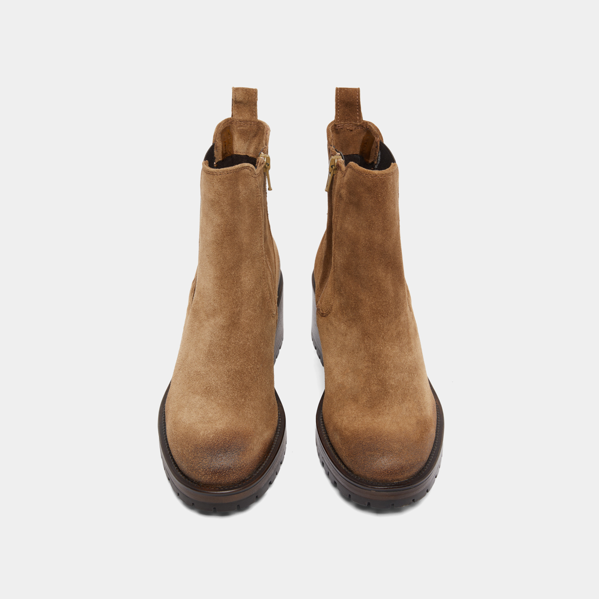 Lowboots with elastic bands in taupe suede | CECILE