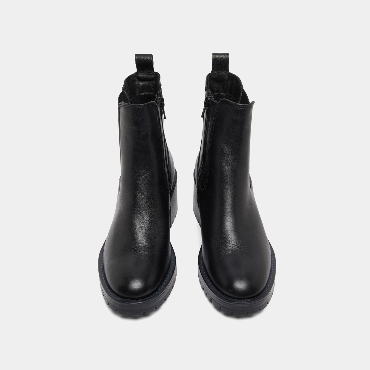 Lowboots with elastic bands in black grained leather | CECILE