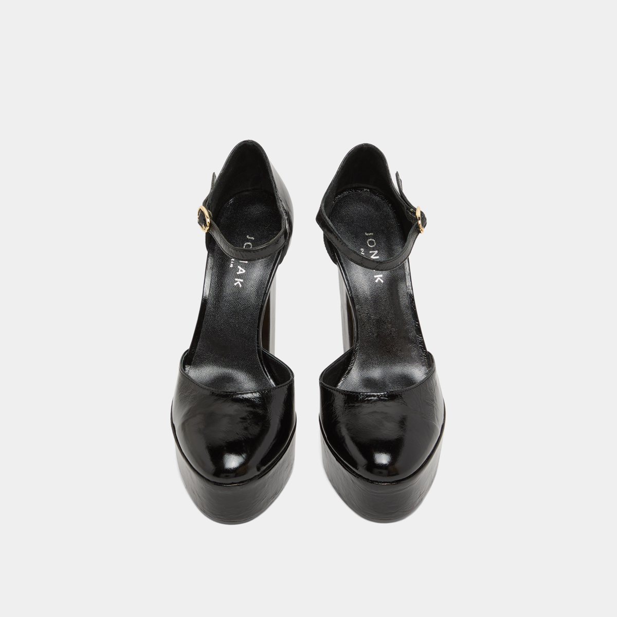 Heeled Mary Jane and platforms in black glazed leather | VANCOUVER