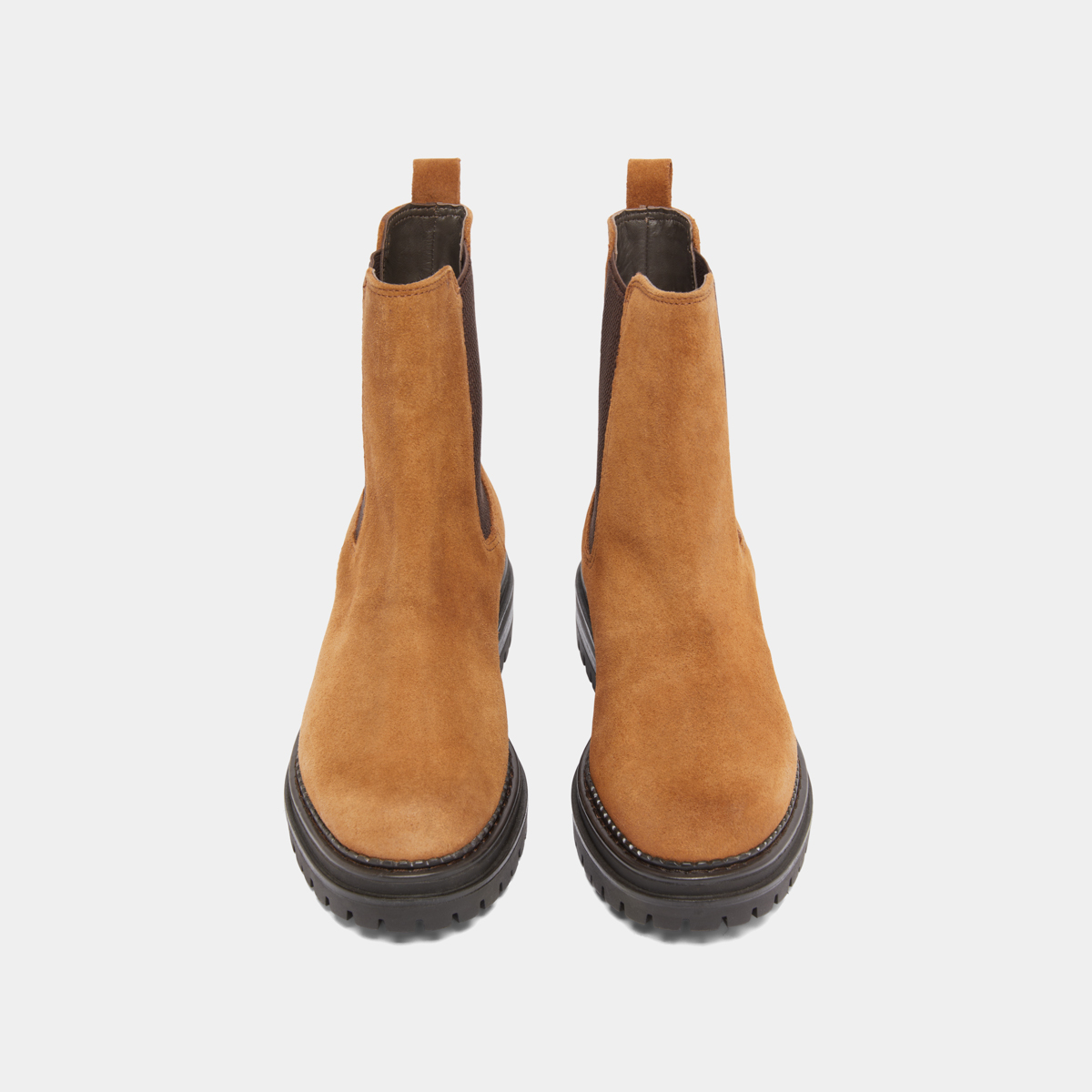Bottines à semelles crantées et élastiqu... in cognac suede | ADALARD