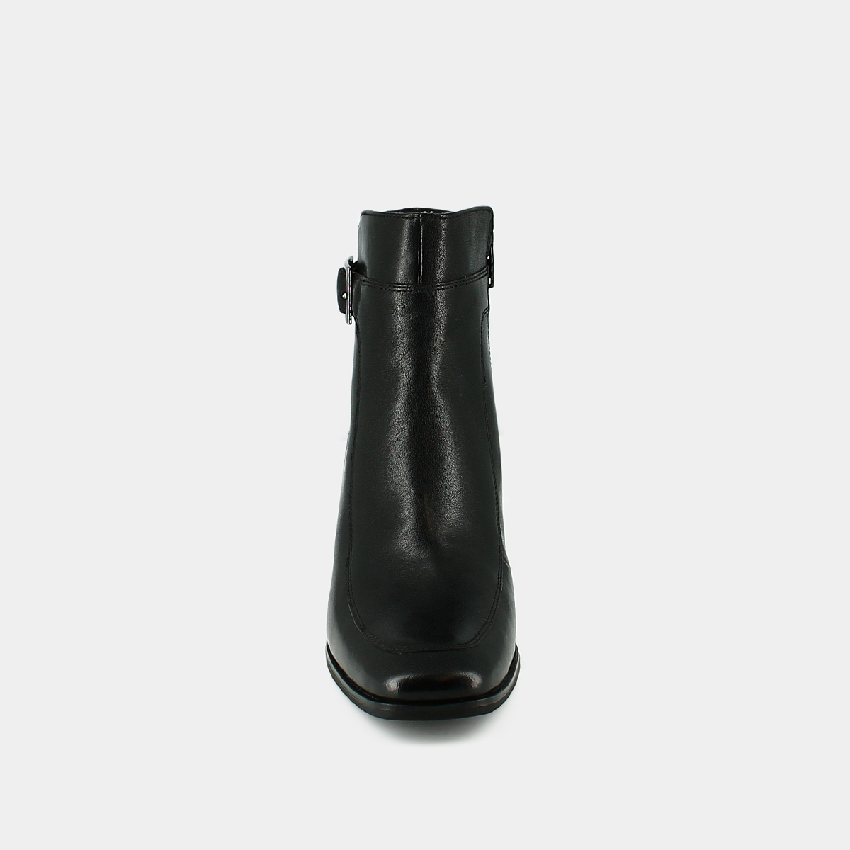 Heeled boots with buckles in black leather | ADRIETTE