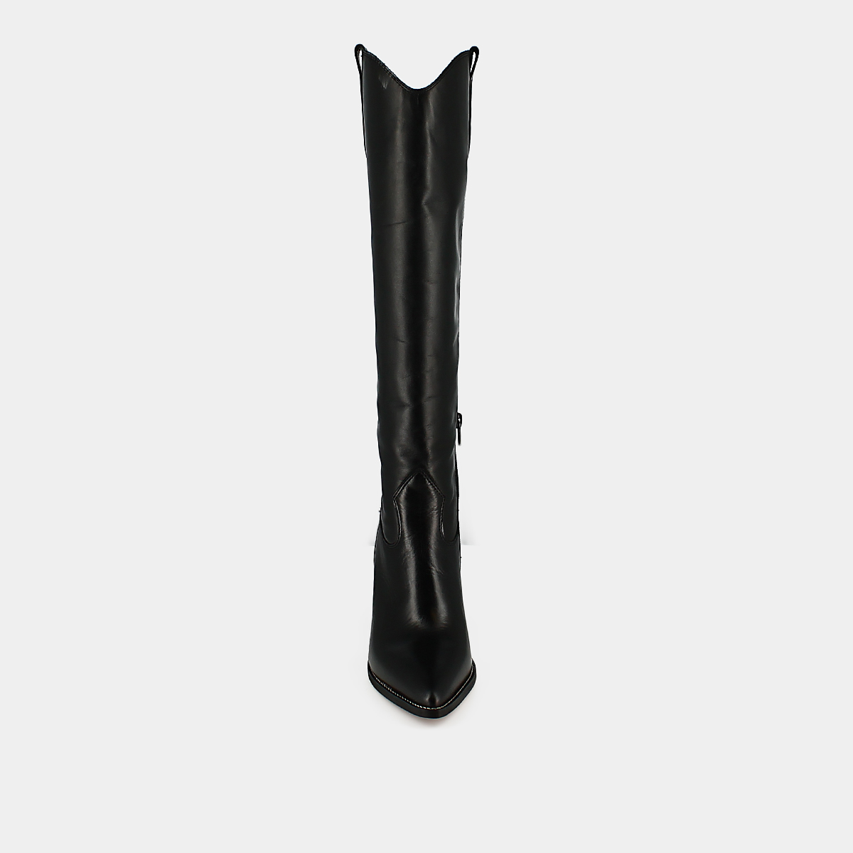 Pointed boots with heels in black leather | PAPRIKA