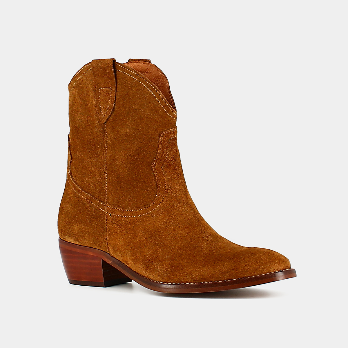Oval-toe lowboots in cognac suede | MARBELLA