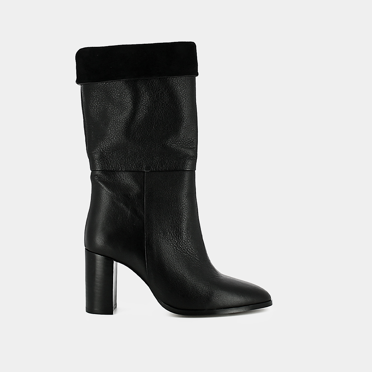 Pointed boots in burgundy leather and velvet | VANNES