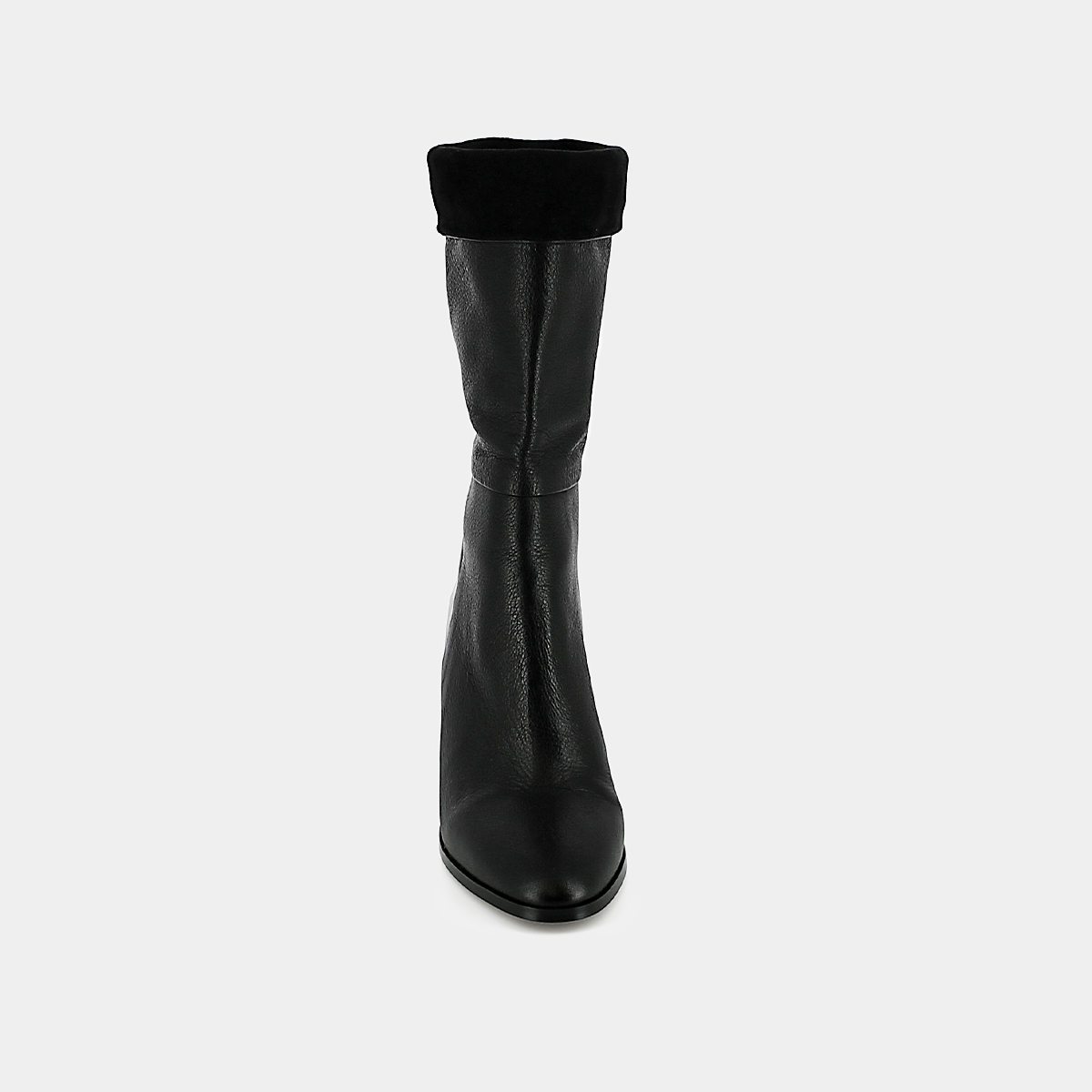 Pointed boots in burgundy leather and velvet | VANNES