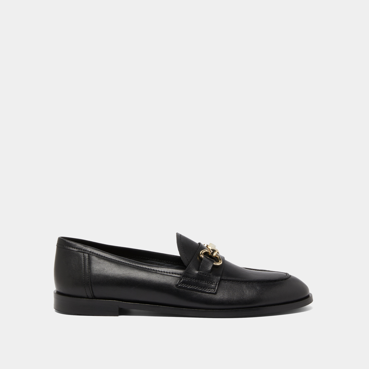 Loafers with gold bits in black leather | DRAGUIGNAN