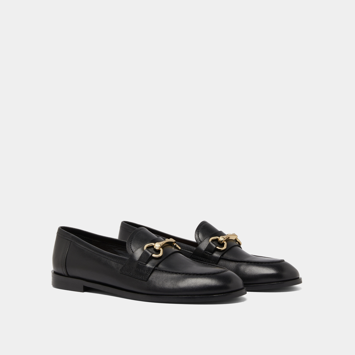 Loafers with gold bits in black leather | DRAGUIGNAN