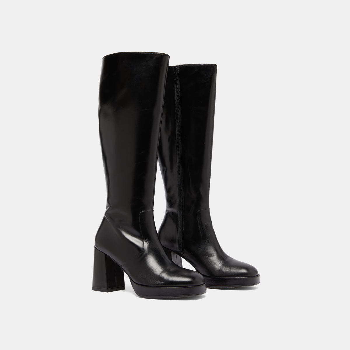 Platform boots in black leather | VENDOME