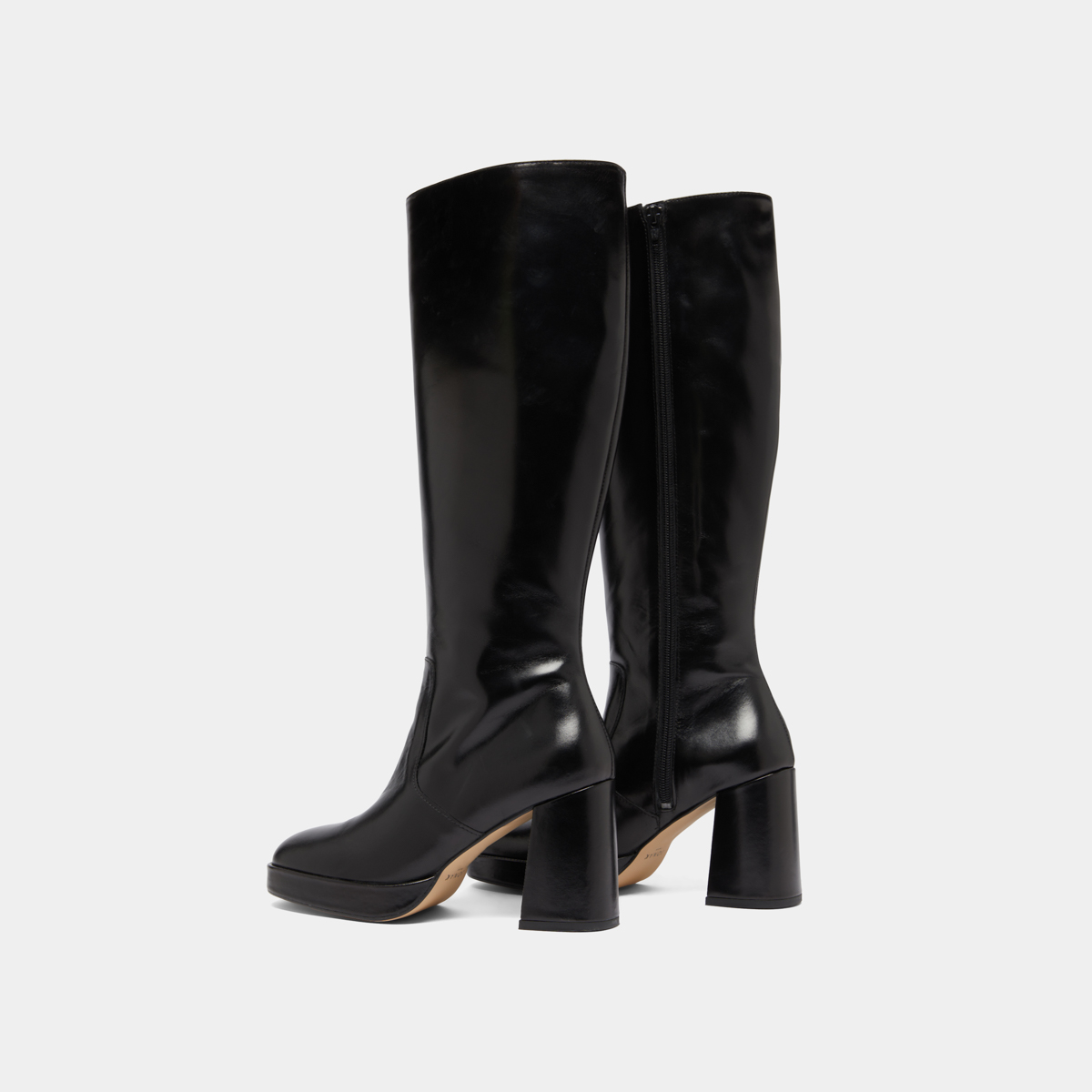 Platform boots in black leather | VENDOME