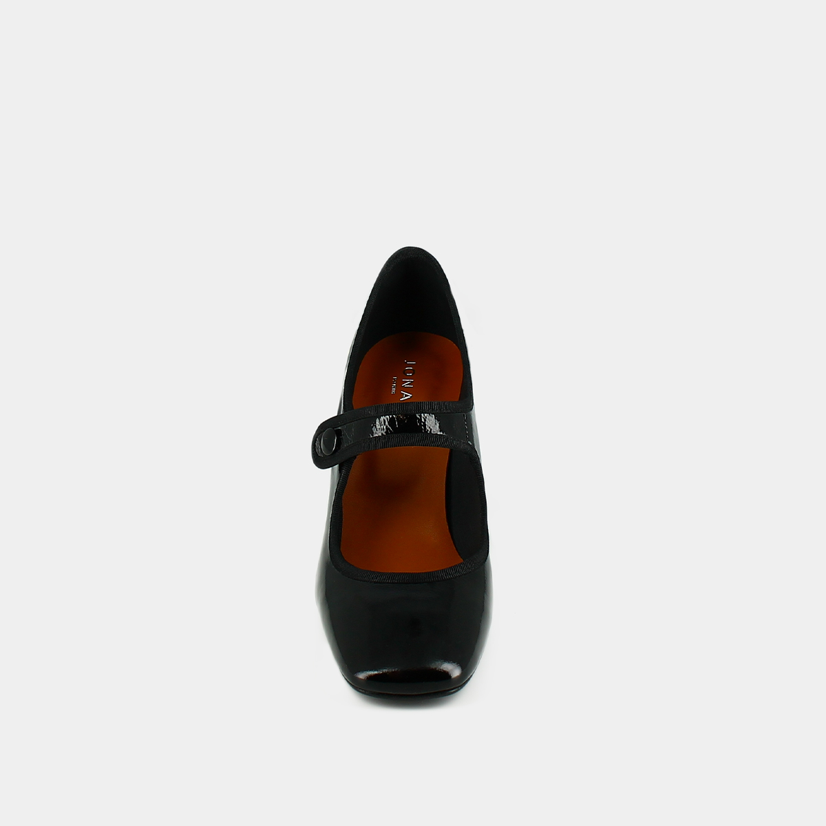 Heeled babies with big buckle straps in black pleated patent leather | DRANCY