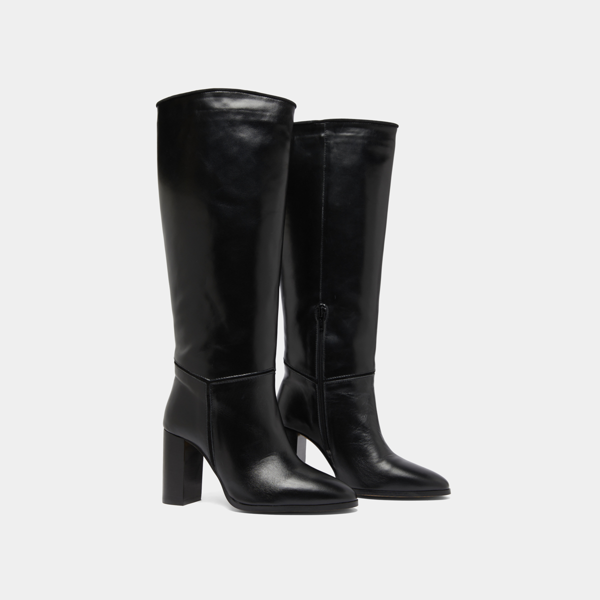 Bottes in black leather and black velvet | VERSAILLES