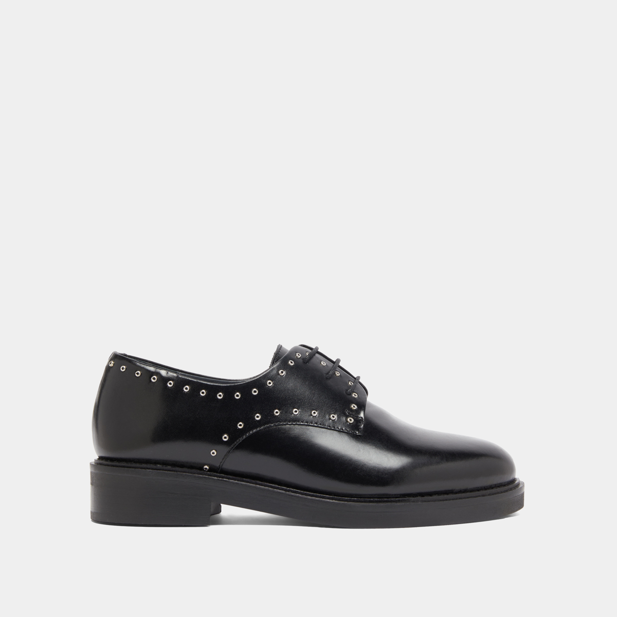 Derbies à détails argentés in black leather | DAHO