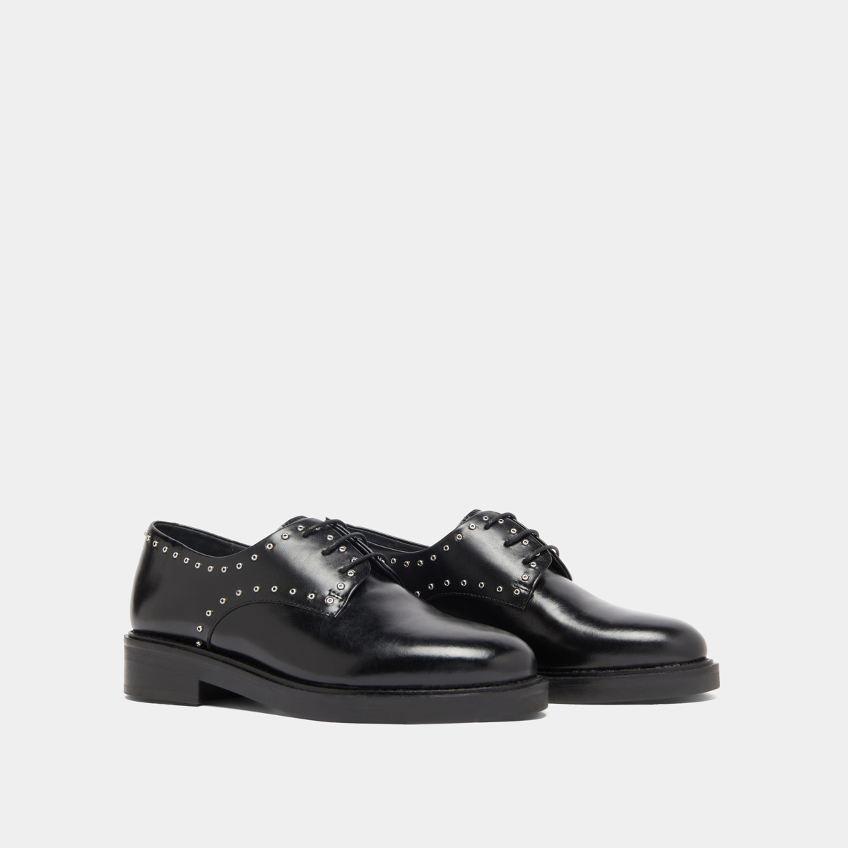 Derbies à détails argentés in black leather | DAHO