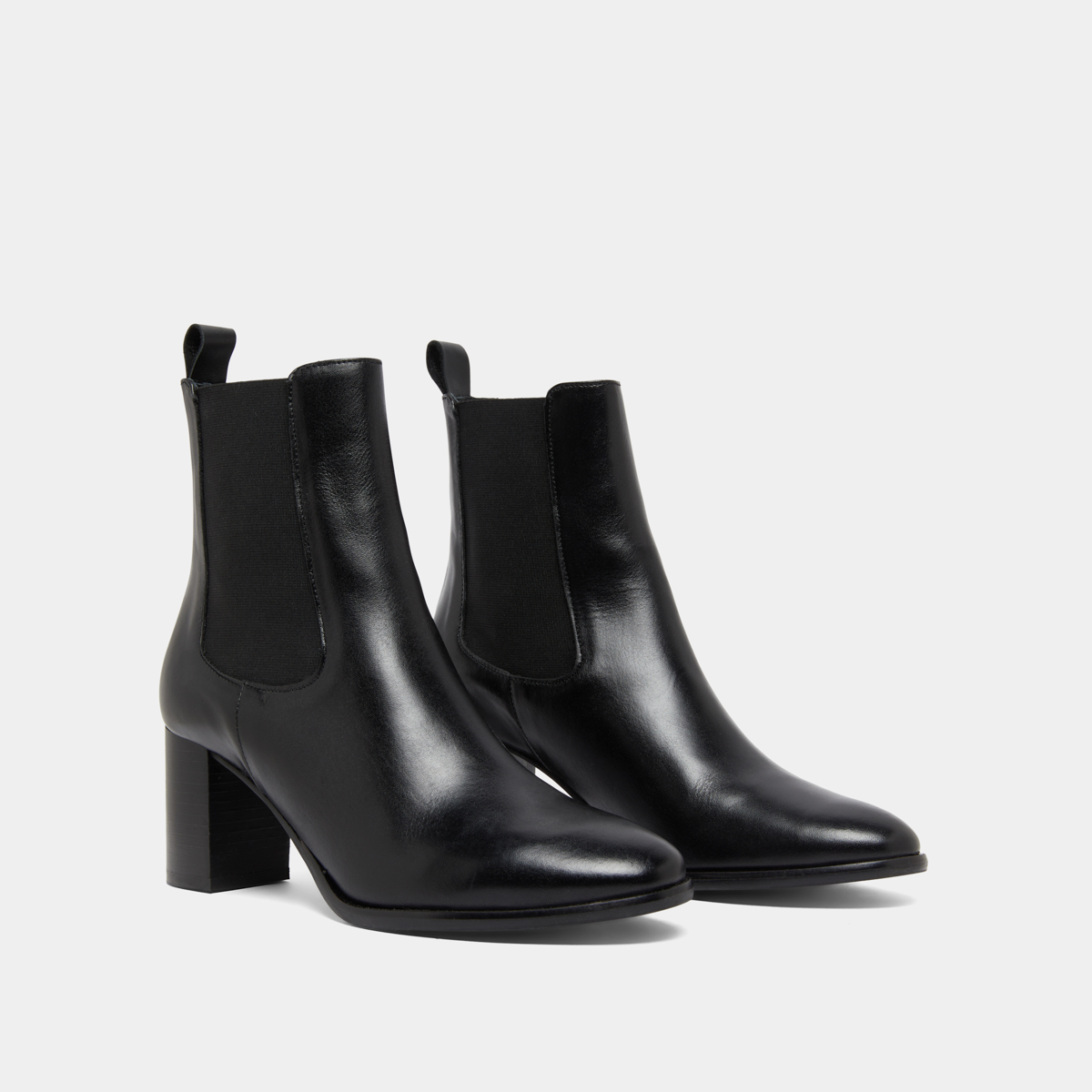 Ankle boots with heels and elastics in black leather | DEVIN