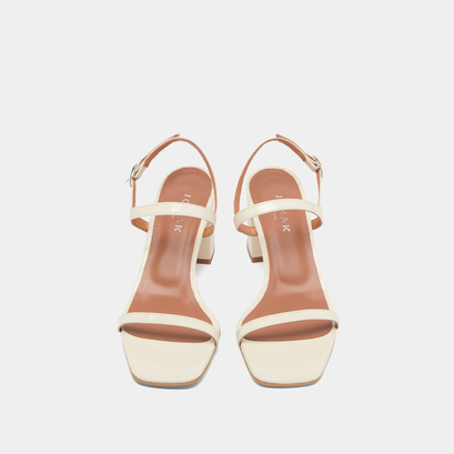 Open toe sandals in ecru leather | VIGNE