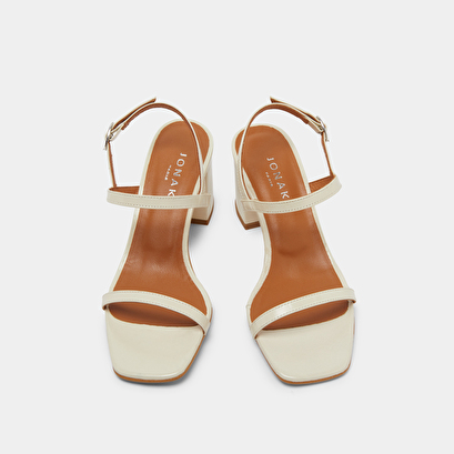 Open toe sandals in ecru leather | VIGNE