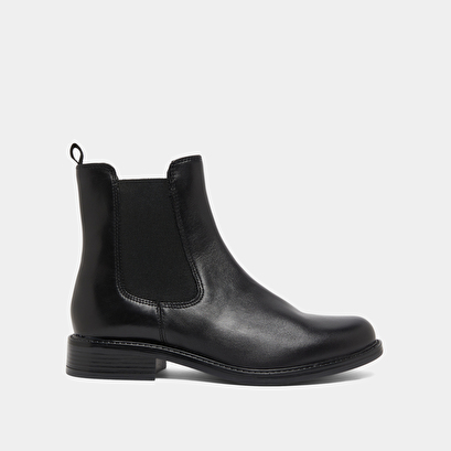 Bottines &agrave; bouts ronds in black leather | audry