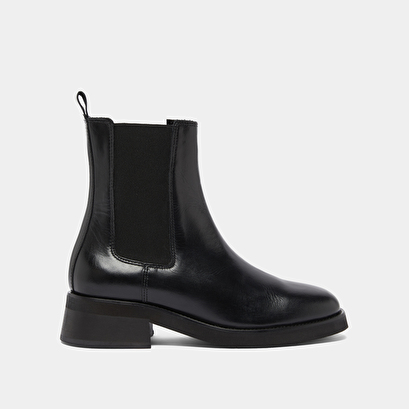 Boots &agrave; bouts arrondis et &eacute;lastiques in black leather | parisse