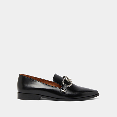 Mocassins à boucles argentées et bouts p... black