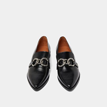 Mocassins à boucles argentées et bouts p... black