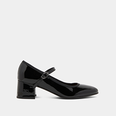 Heeled slippers in black patent leather | dalmatie