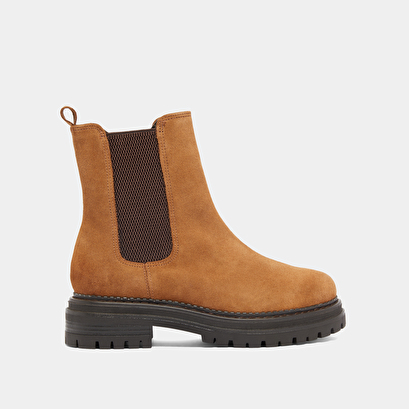 Bottines à semelles crantées et élastiqu... cognac