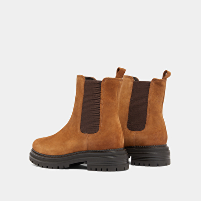Bottines à semelles crantées et élastiqu... cognac