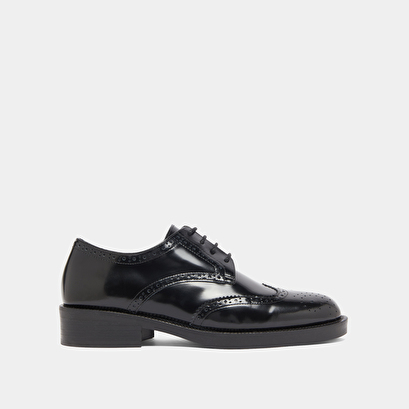 Derbies &agrave; lacets in black shiny leather | drum
