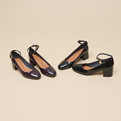 Babies with heels and charms in purple patent | diamant