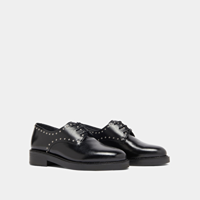 Derbies &agrave; d&eacute;tails argent&eacute;s in black leather | daho