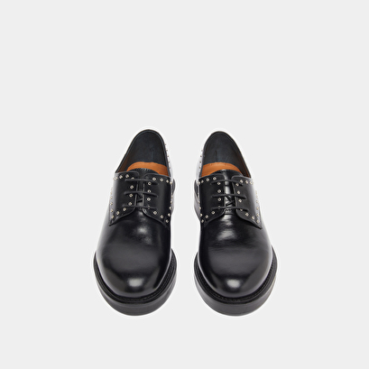 Derbies &agrave; d&eacute;tails argent&eacute;s in black leather | daho