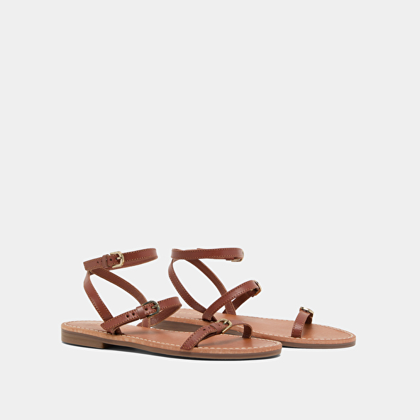 Straps sandals in cognac leather | WINDSOR