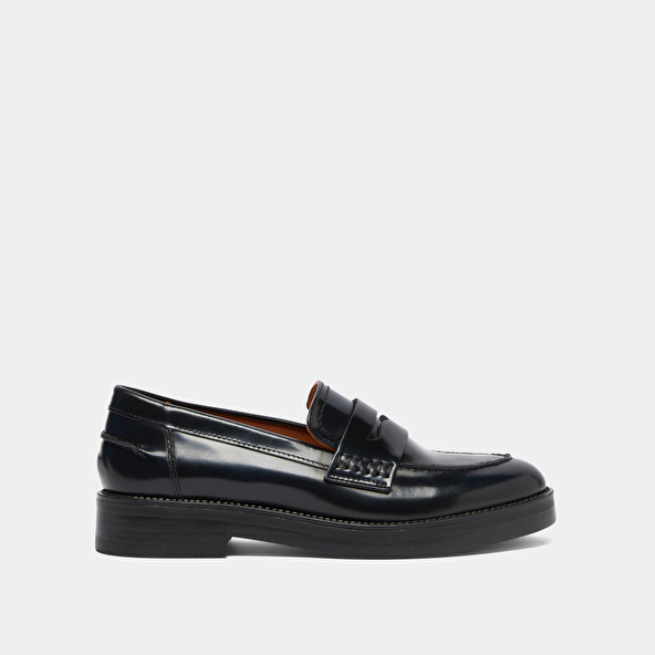 Round-toed loafers in blue patinated leather | MIRNA