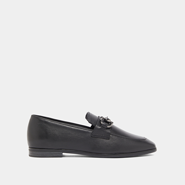Mocassins à mors et bouts carrés in black leather | AMELLE