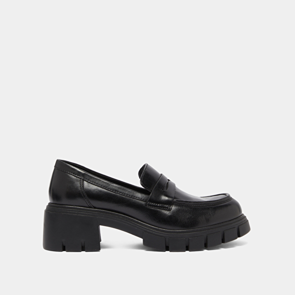 Heeled loafers in black leather | ARON