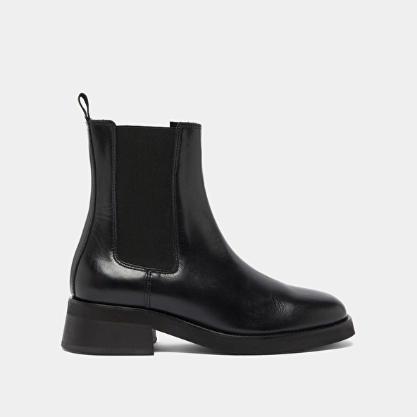 Boots à bouts arrondis et élastiques in black leather | PARISSE