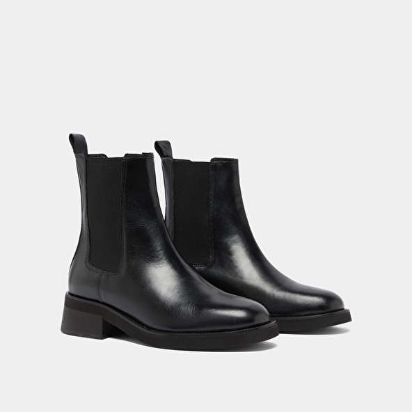 Boots à bouts arrondis et élastiques in black leather | PARISSE
