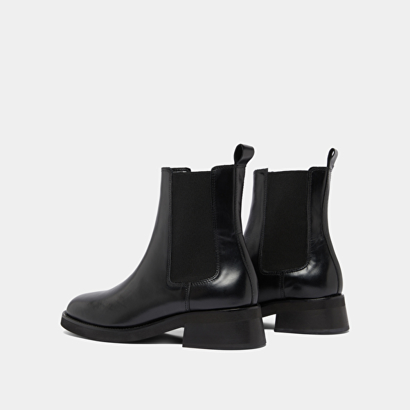 Boots à bouts arrondis et élastiques in black leather | PARISSE
