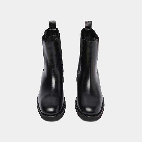 Boots à bouts arrondis et élastiques in black leather | PARISSE