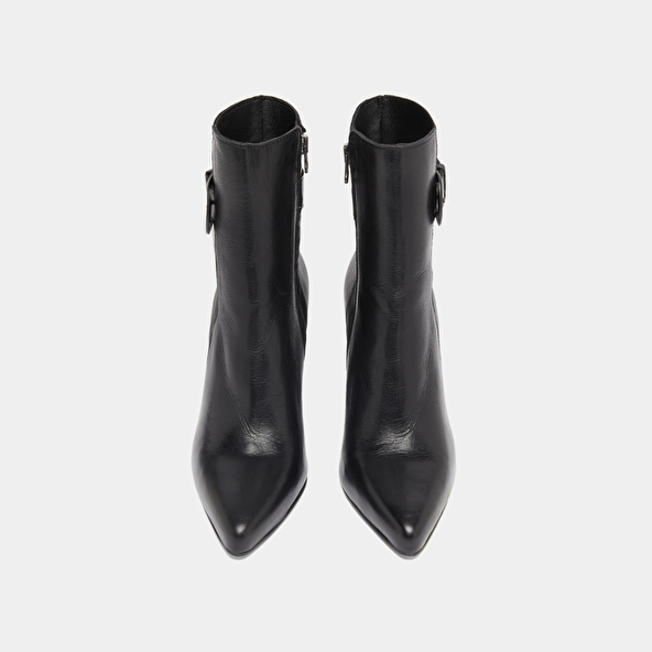 Bottines à bouts pointus et boucles in black leather | BETH