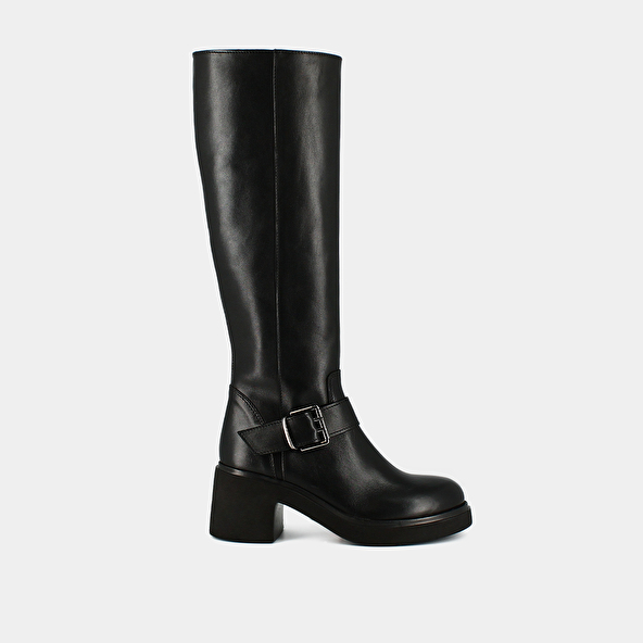 Bottes à semelles épaisses et boucles la... in black leather | RODEZ