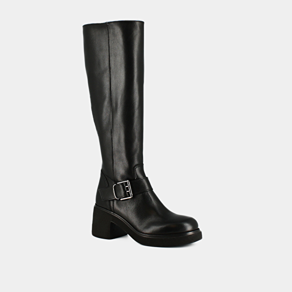 Bottes à semelles épaisses et boucles la... in black leather | RODEZ
