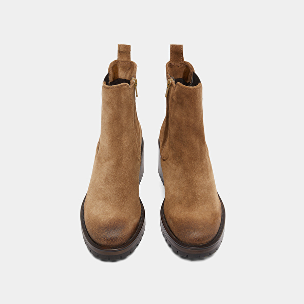 Lowboots with elastic bands in taupe suede | CECILE