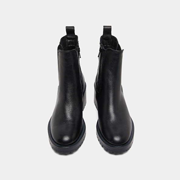 Lowboots with elastic bands in black grained leather | CECILE